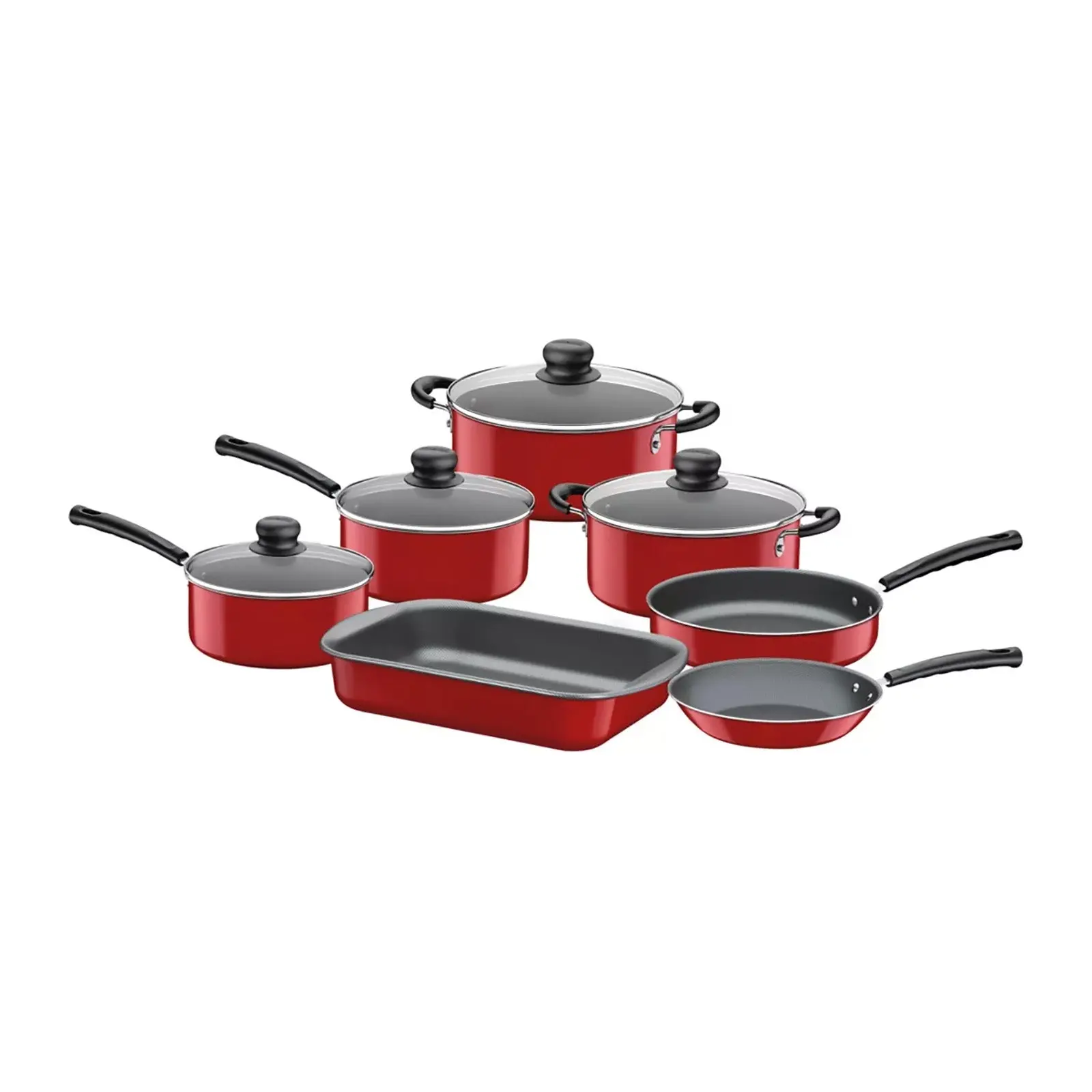 BATERIA DE COCINA TRAMONTINA 7 PIEZAS ROJA 20699-743
