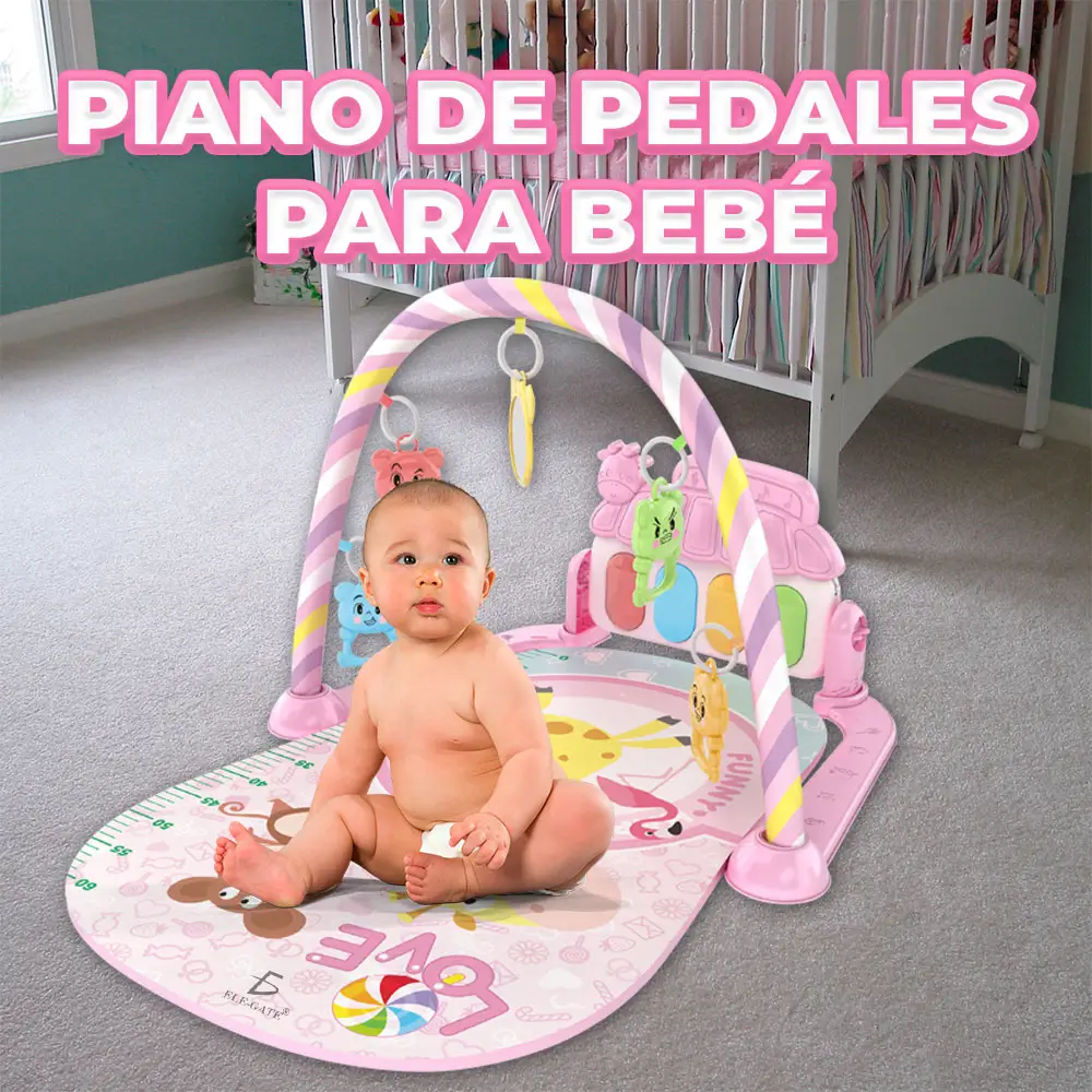 Tapete Musical Rosa Bebé Ele-Gate Piano con Arco y Juguetes