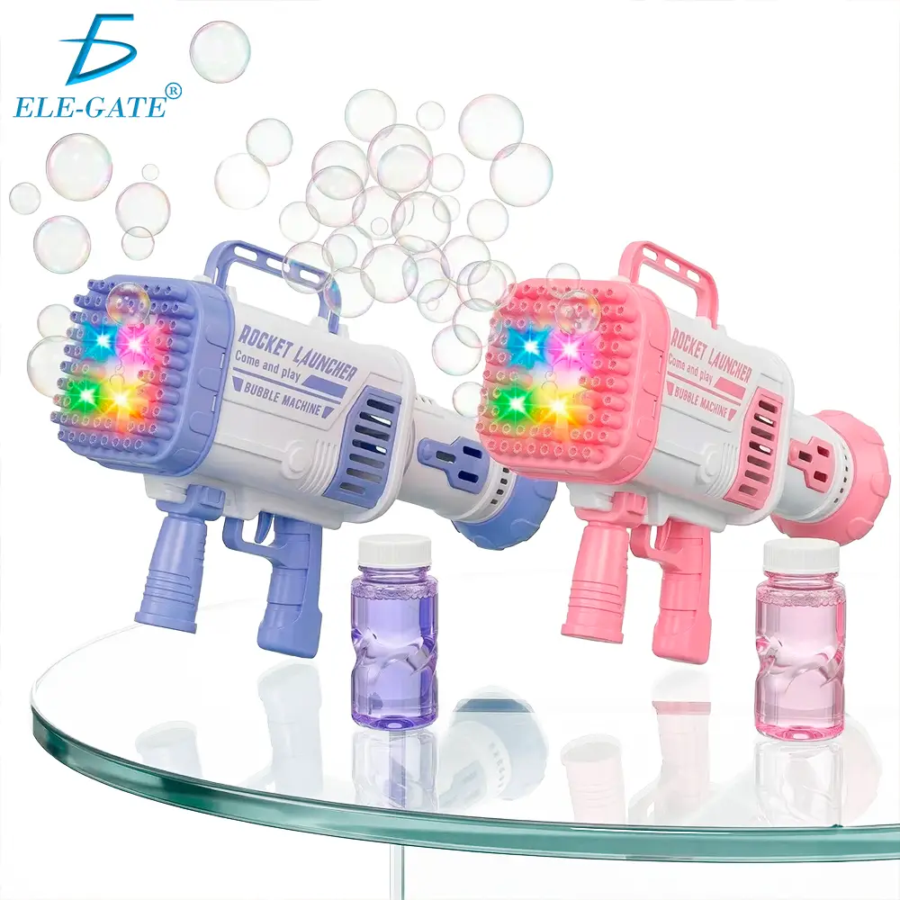 Pistola de Burbujas Ele-Gate 64 Orificios con Luces LED y Alto Flujo