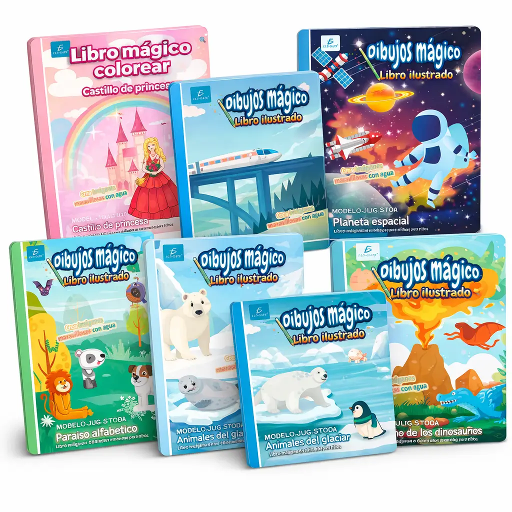 Kit de Libros Mágicos reutilizables- 6 Piezas para Colorear con Agua 