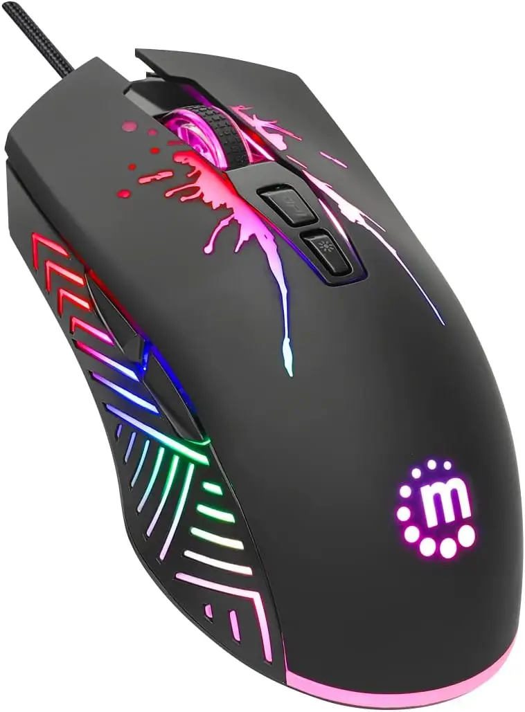 Mouse Gamer Manhattan 7200 DPI RGB 7 Botones Precisión Total