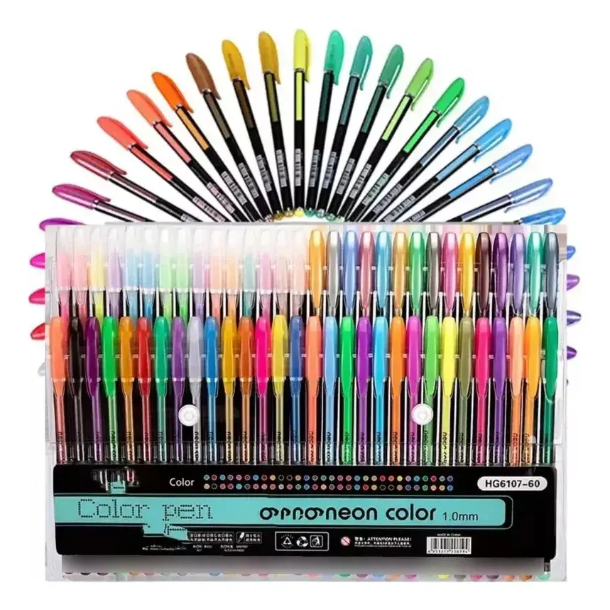 Set de 60 Piezas de bolígrafos de gel, rotuladores de colores brillantes, rotuladores de bola de gel, rotuladores pastel, rotuladores neón para oficina y escuela, útiles escolares