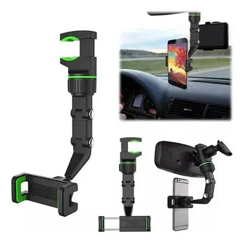 📱🚗 Soporte de Celular para Retrovisor 🚘 ¡Giratorio 360° y Súper Seguro!