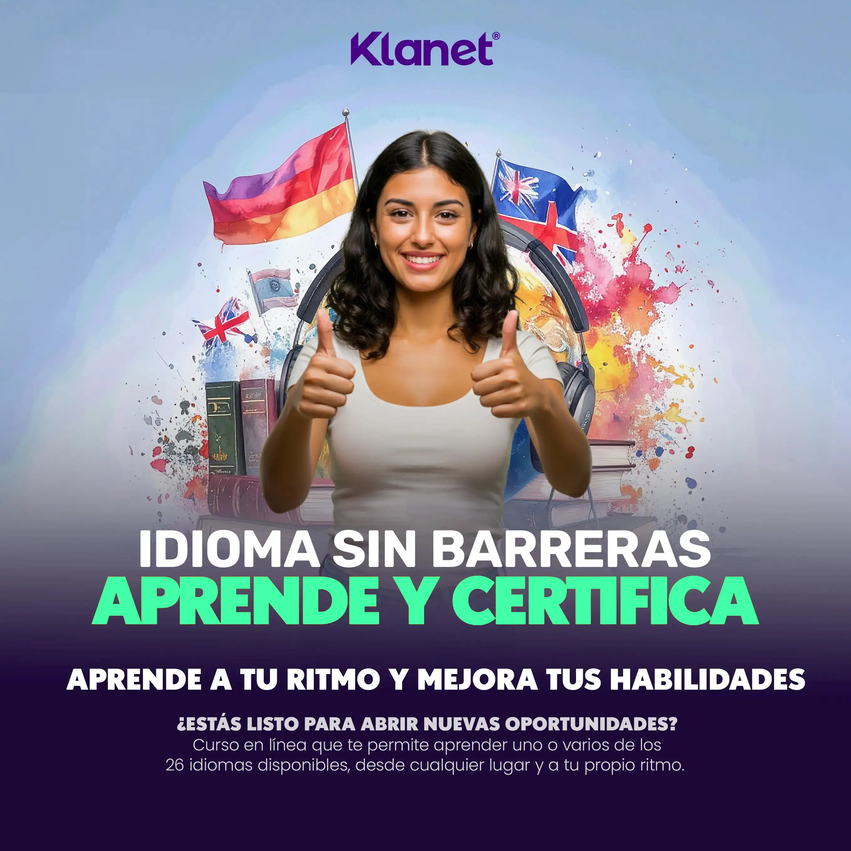 Aprende Idiomas en Línea con Klanet y Transforma Tu Futuro | +25 Idiomas, Evaluación Oficial 