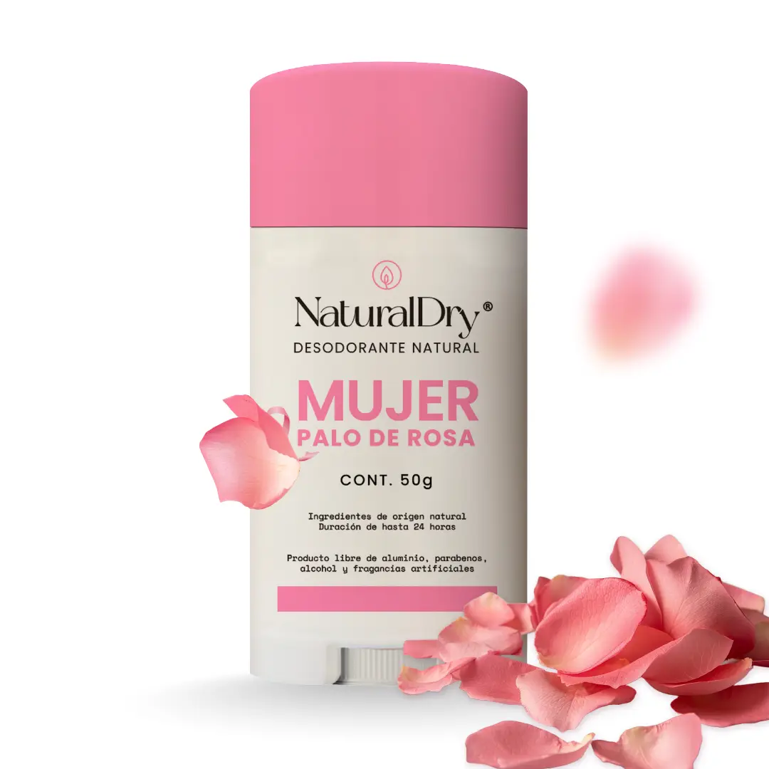 NaturalDry - Desodorante Natural Mujer - Hidrata tu piel - SIN ALUMINIO - Elimina el mal olor - Aroma Palo de Rosa - Barra (1 unidad)